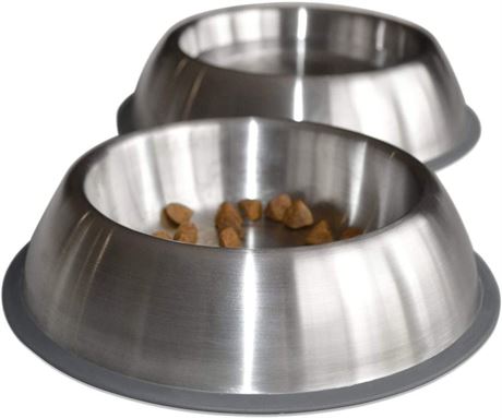 PetFusion Premium Brushed Anti-Tip Dog & Cat Bowls (2 Bowls) 14oz