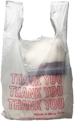 White Plastic Thank You Bags with Handles 12 x 6.5 x 22 Pack of 700