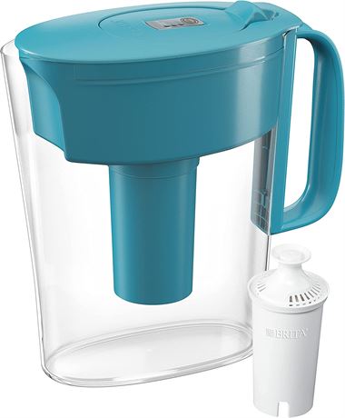 Brita 6 Cup Water Filter Pitcher with 1 Standard Filter, Metro, Turquoise