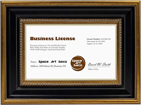 Space Art Deco, 5.5x8.5 Business License Frame