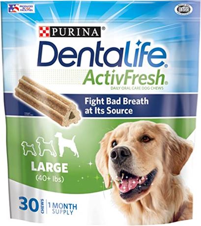 Purina DentaLife Large Dog Dental Chews; ActivFresh Daily Oral Care, 30 ct.