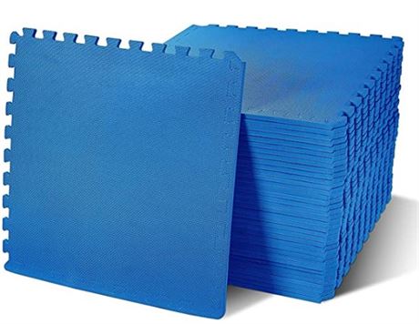 BalanceFrom Puzzle Exercise Mat with EVA Foam Interlocking Tiles, Blue