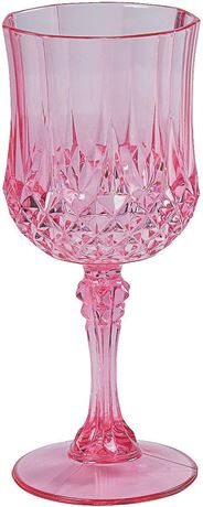 Fun Express Pink Patterned Plastic Wedding Wine Glasses - 12 Pieces