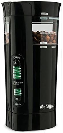 Mr. Coffee 12 Cup Electric Coffee Grinder with Multi Settings, Black, 3 Speed