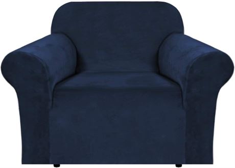 H.VERSAILTEX Stretch Velvet Armchair Cover Couch Covers 1ct - Navy