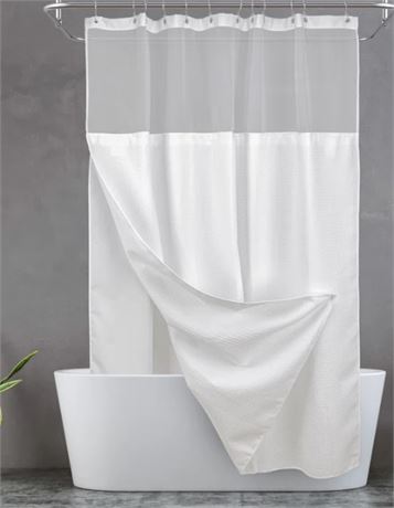 Waffle Weave Shower Curtain With Snap-In Liner