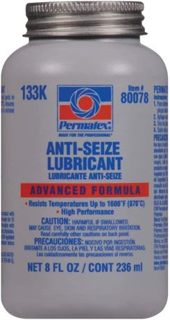 Permatex 80078 Anti-Seize Lubricant with Brush Top Bottle, 8 oz.