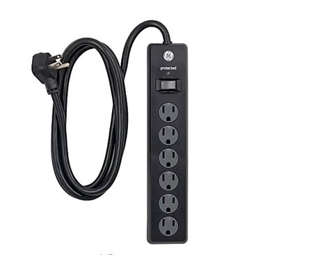 GE 6-Outlet Surge Protector, 6' Cord, Black