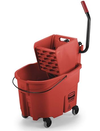 Rubbermaid Commercial Products Wave Brake Side-Press Wringer & Bucket Combo Red