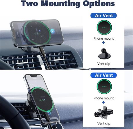 Magnetic Wireless Car Charger Mount Compatible with Magsafe