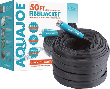 Aqua Joe -PRO FiberJacket Non-Expanding Kink-Free Garden, 50ft x 5/8-Inch