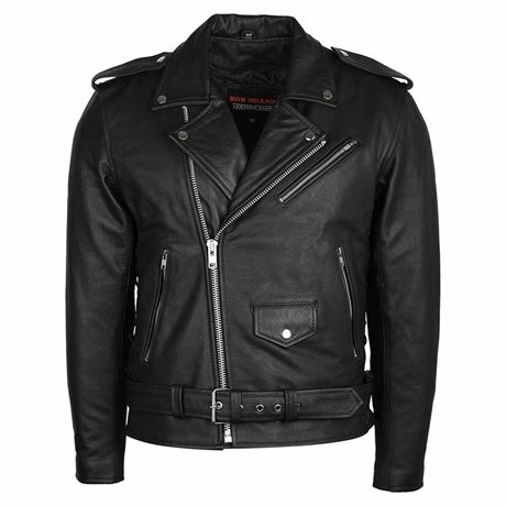 High Mileage Black Leather Motorcycle Jacket, 3XL