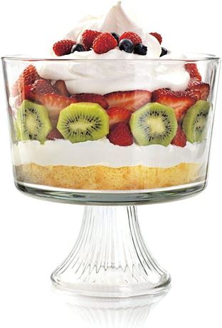 Anchor Hocking Monaco Glass Trifle Bowl, 3- Quart