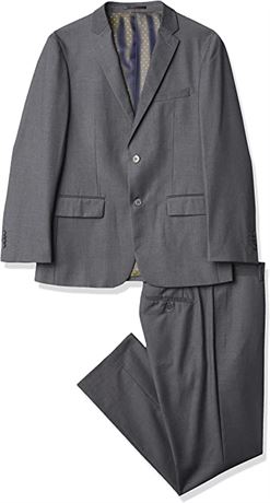 Kitonet Men's Slim Fit Basketweave 2pc Grey Suit, 38R