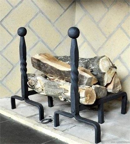 Minuteman International Ball End Wrought Iron Fireplace andirons