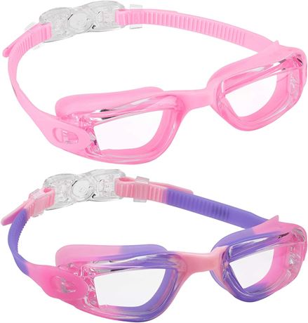 Aegend Kids Swim Goggles, Pack of 2 (Pink/Purple)