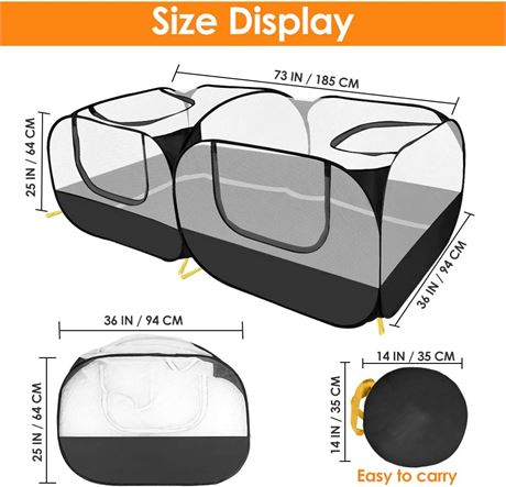 Small Animals Playpen Transparent Mesh Walls,  Pet Enclosure