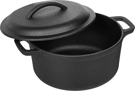 Amazon Basics Pre-Seasoned Cast Iron Dutch Oven - 2-Quart - NO Lid