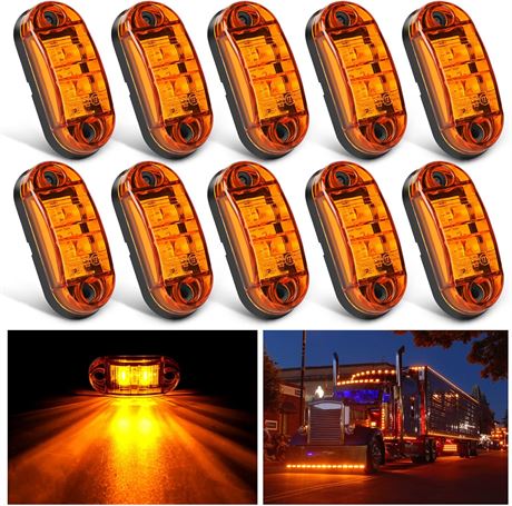 2.5Inch Oval Side Marker Light 10PCS Amber 2 Diode LED Trailer Light