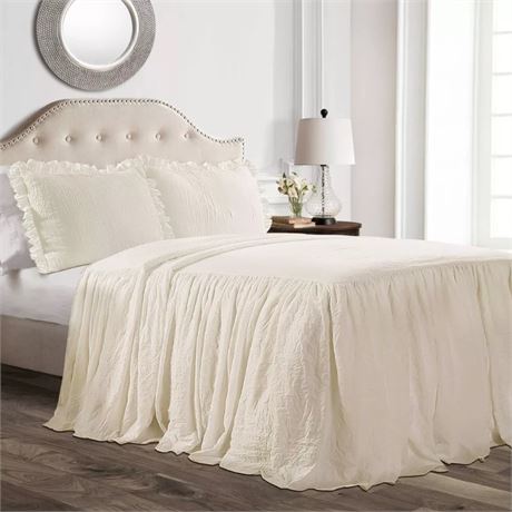 Lush Decor Ruffle Skirt Bedspread  Lightweight 2 Pcs, Twin, Ivory