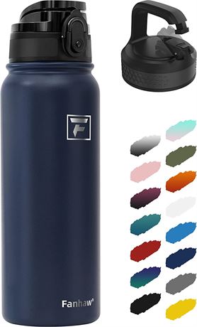 Fanhaw Insulated Water Bottle  20oz Chug Lid & Carabiner Lid