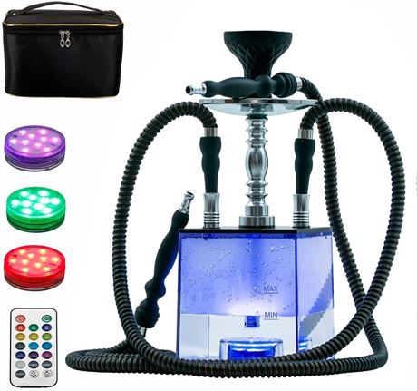 2 Hose Hookah Set Portable Acrylic Modern Hookah with Carrying Case