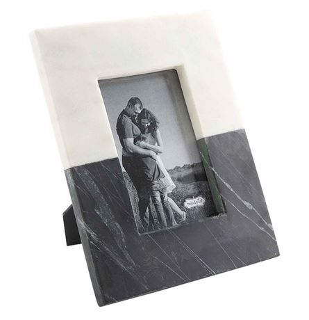 Mud Pie Black and White Marble Photo Frame, 4 x 6