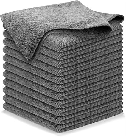 USA NOOKS Microfiber Cleaning Cloth, 12-Pack, Gray