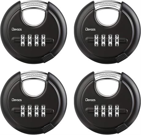 DAYGOS Combination Disc Padlocks 4PCS,Black