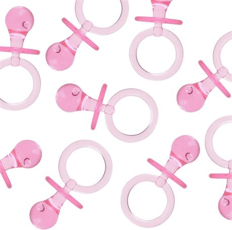 Pink Acrylic Small Baby Pacifier Decorations for Shower - 36PC