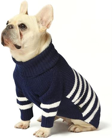 Fitwarm Dog Striped Knitted Sweater Blue Medium