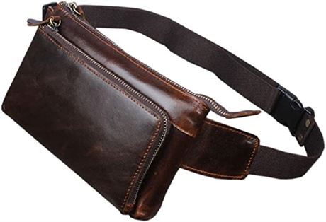 Hebetag Leather Waist Wallet Pack, Coffee