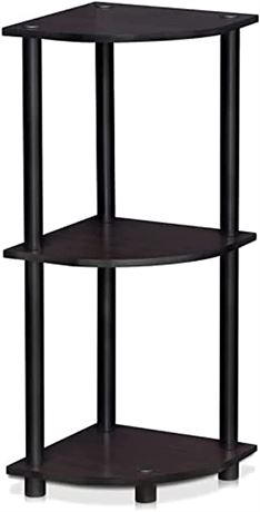 Furinno - 12077DWN Turn-N-Tube 3-Tier Corner Display Rack, Dark Walnut