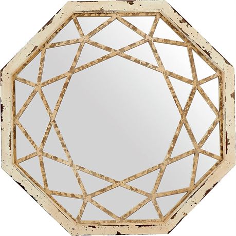 Stone & Beam Vintage-Look Octagonal Hanging Wall Mirror Decor