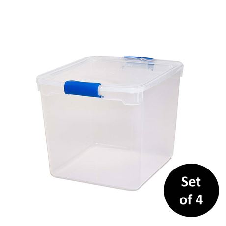 Homz 31 Qt. Latching Plastic Storage Container Clear/Blue Set of 4