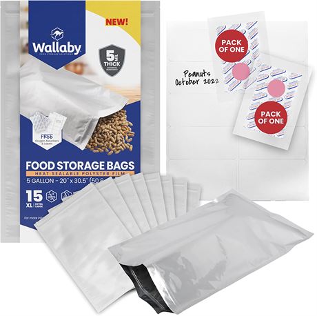 15x 5 Gallon Wallaby Mylar Bag Bundle