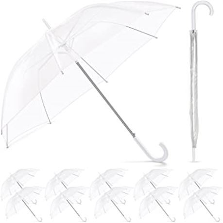 Reginary 12 Pack Clear Umbrella Wedding Style Stick Umbrellas