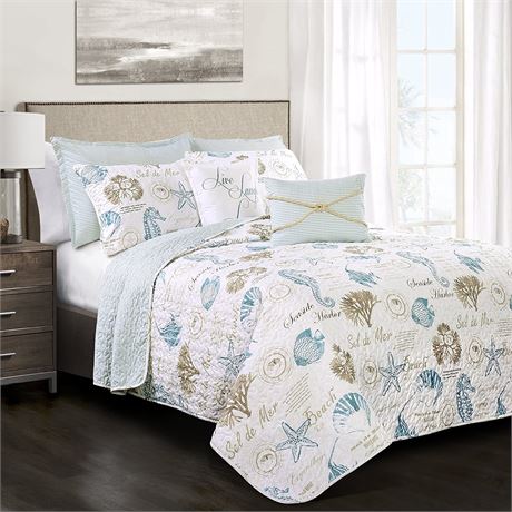 Lush Decor 7 Piece Harbor Life Quilt Set, King