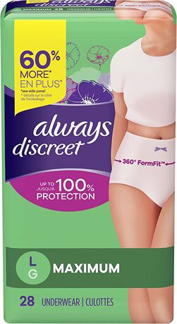 Always Discreet Incontinence Underwear for Women 2 pack