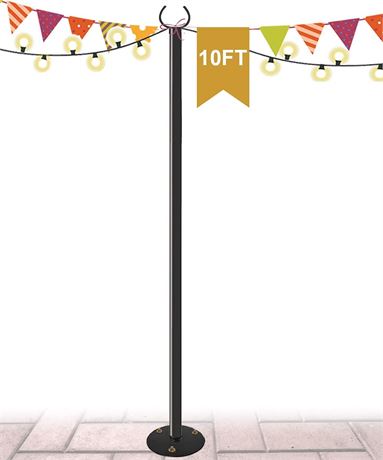 Derkniel 10 FT Outdoor String Light Pole Stand for Hard Ground