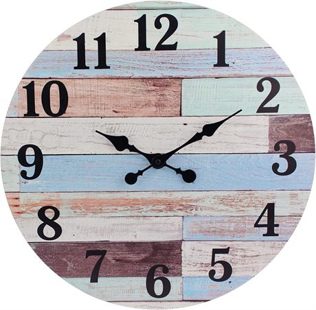 Stonebriar Vintage Coastal Worn Blue 18" Round Wall Clock