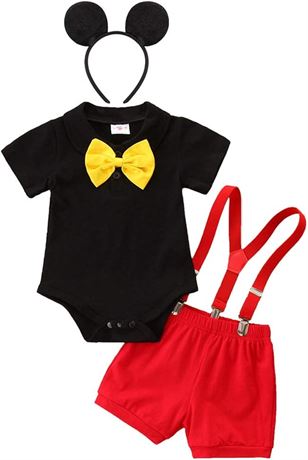 IMEKIS Baby Boy's Mickey Mouse Bowtie Romper, Size 12-24M