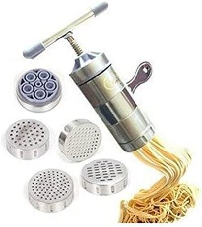 Stainless Steel Manual Noodles Press Machine Pasta Maker with 5 Noodle Mould