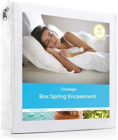 Linenspa Box Spring Encasement King, Complete Protection w/ Zipper