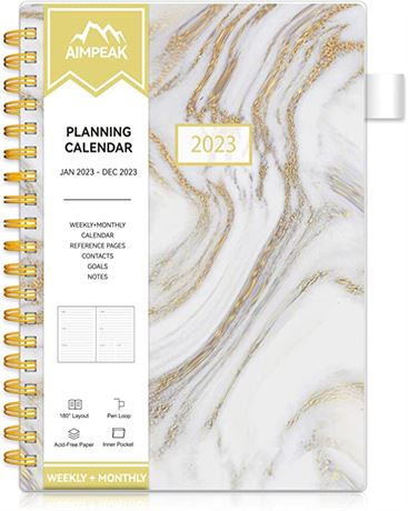 AimPeak 2023 Calendar, White Marble