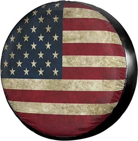 Retro American Flag Spare Tire Cover, 15-Inch