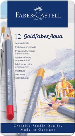 Faber-Castell Goldfaber Aqua Watercolor Pencils - Tin of 12 Colors