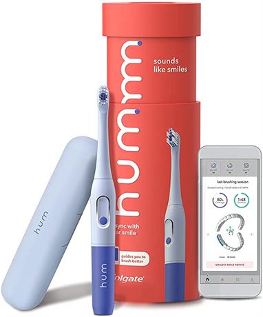 Hum by Colgate Smart Battery Toothbrush Kit with Travel Case, Blue