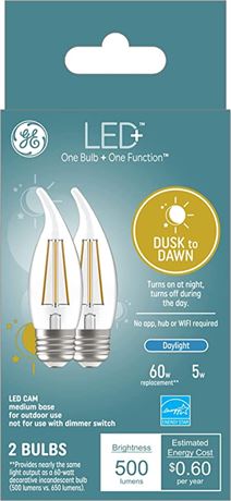 GE LED+ Dusk to Dawn LED Light Bulbs with Sensor, (Pack of 2)