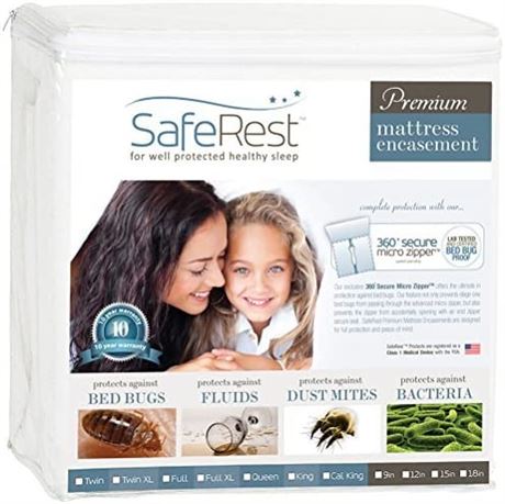 SafeRest Zippered 9-12 Inch Mattress Protector - Queen